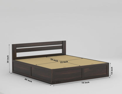 Solid Wood Box Storage Bed | Wood Double Bed Cot With Storage Box For Bedroom