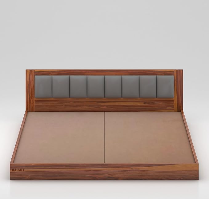 Sheesham Queen Size Bed Without Storage For Bedroom Living Room Wood Double Bed Cot Palang With Cushion Headboard Home Furniture