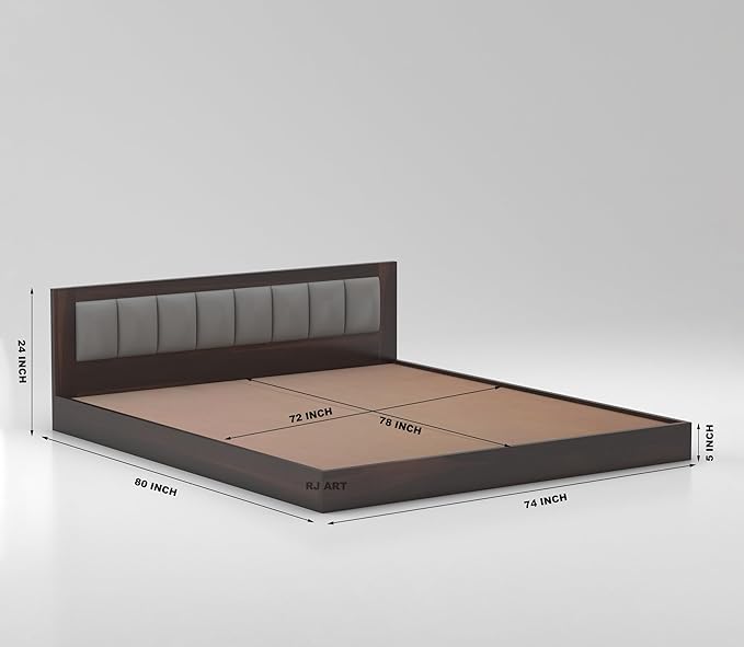 Sheesham Queen Size Bed Without Storage For Bedroom Living Room Wood Double Bed Cot Palang With Cushion Headboard Home Furniture