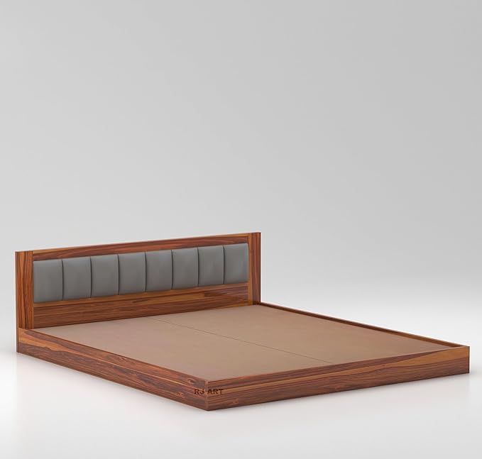 Sheesham Queen Size Bed Without Storage For Bedroom Living Room Wood Double Bed Cot Palang With Cushion Headboard Home Furniture