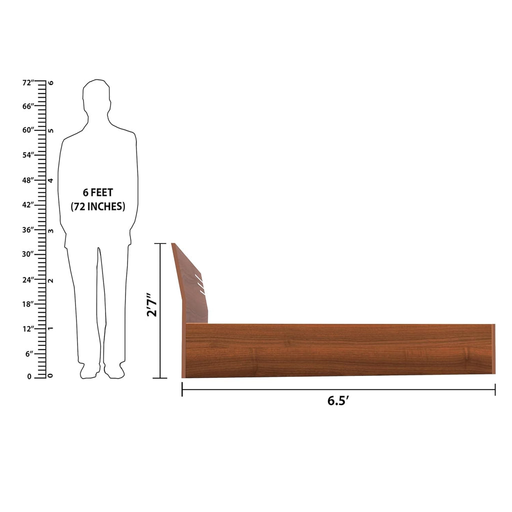 Bharat Lifestyle Amsterdam Engineered Wood Queen Size Bed with Storage (60x72 Inch, Brown, Laminated Finish) | Wooden Double Bed for Bedroom & Living Room