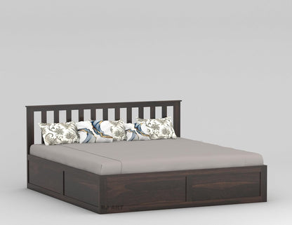 Sheesham Storage Bed | Solid Wood Box Storage Bed | Wood Double Bed Cot With Storage Box For Bedroom