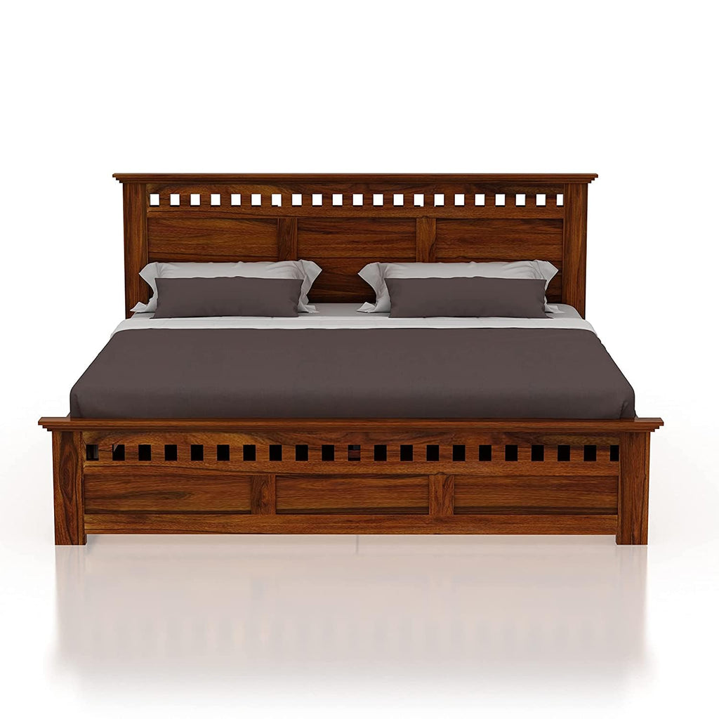 Wooden Bed with Storage | Double Bed Cot Bed with Box Storage for Bedroom & Hotel | Sheesham Wood