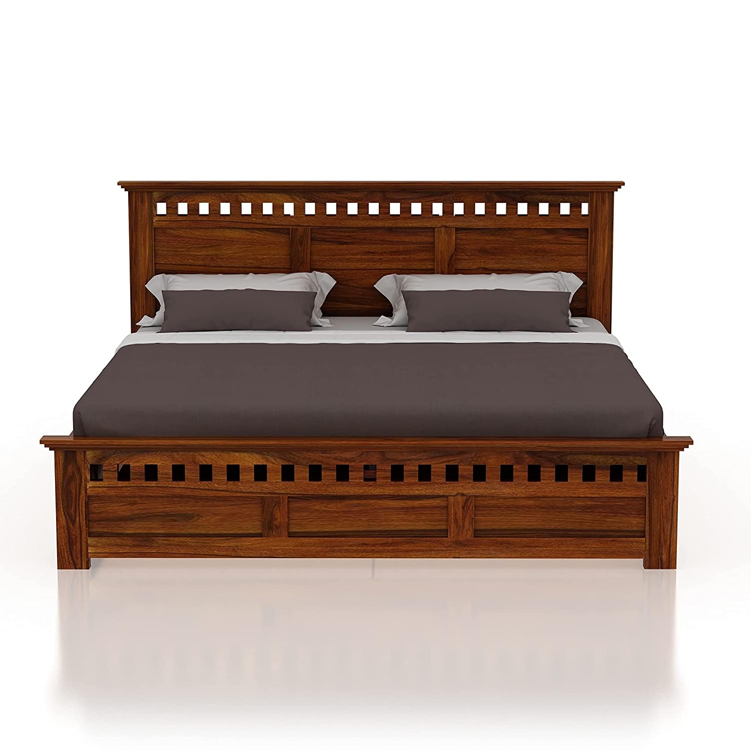 Wooden Bed with Storage | Double Bed Cot Bed with Box Storage for Bedroom & Hotel | Sheesham Wood