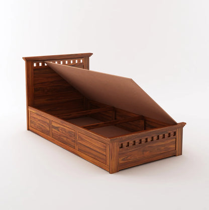 Savora Sheesham Single Size Bed With Box Storage - 3 Years Warranty