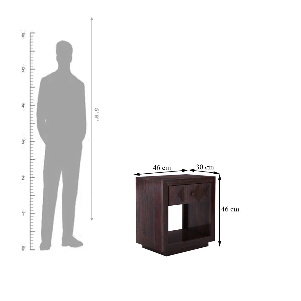 Treso Solid Sheesham Wood Bedside Table - 3 Year Warranty
