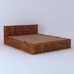 Treso Diamond Solid Sheesham Wood Full Box Storage Bed - 3 Years Warranty