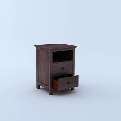 Twyft Sheesham Bedside Table With Two Drawer Storage -3 Years Warranty