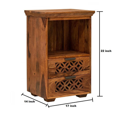 Verlina Sheesham Bedside Table With Storage - 3 Years Warranty