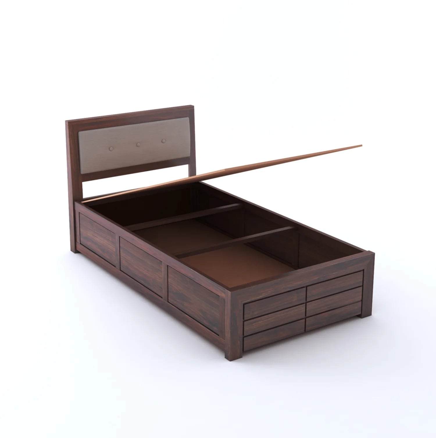 Narin Solid Sheesham Wood Single Bed With Box Storage - 3 Years Warranty