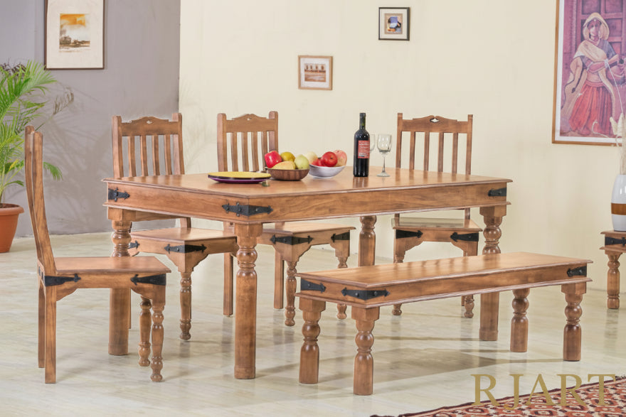 Rjart Solid Wood Dining Set With Bench
