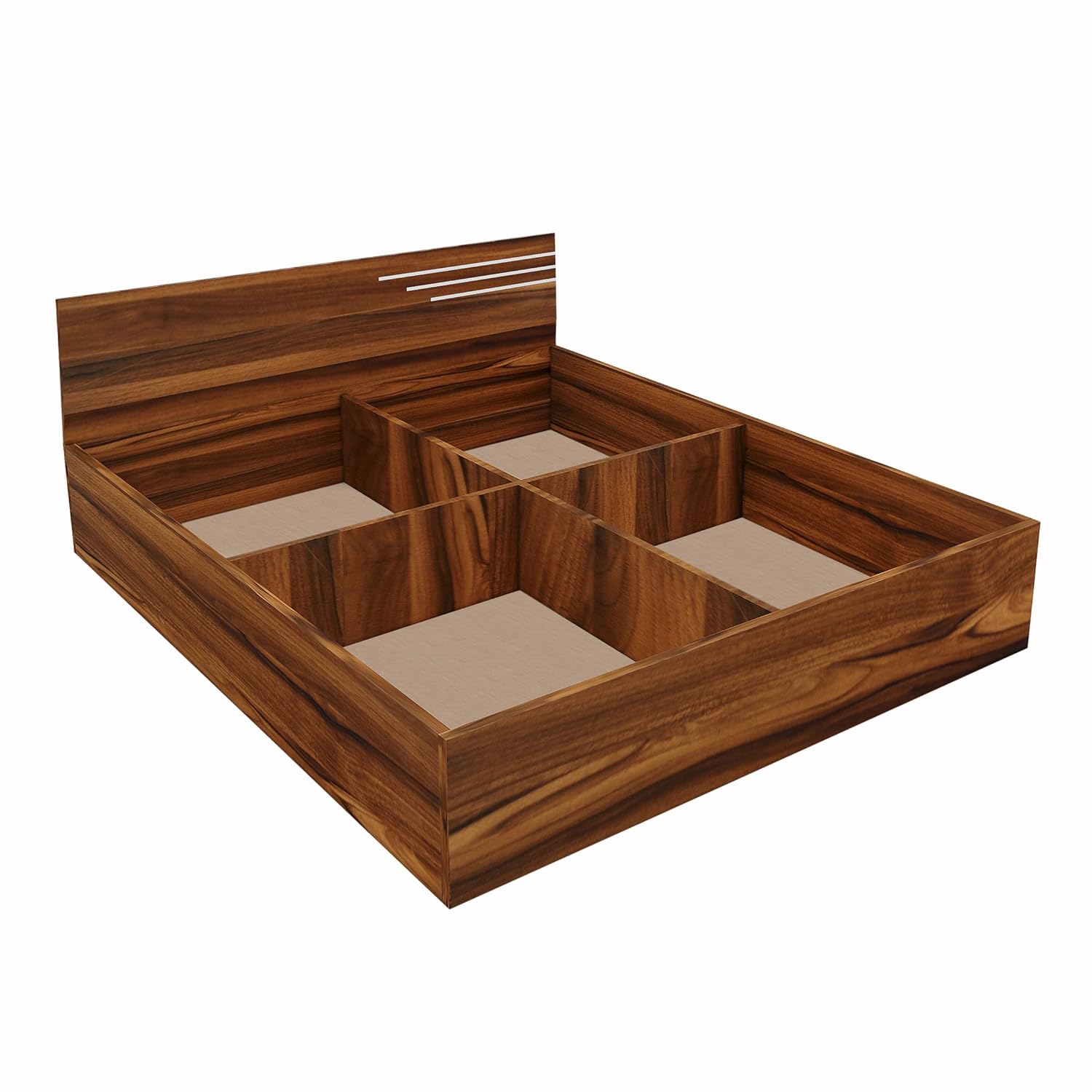 Bharat Lifestyle Amsterdam Engineered Wood Queen Size Bed with Storage (60x72 Inch, Brown, Laminated Finish) | Wooden Double Bed for Bedroom & Living Room