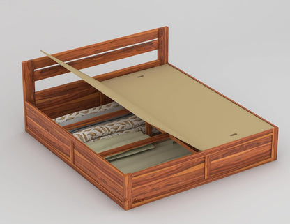 Solid Wood Box Storage Bed | Wood Double Bed Cot With Storage Box For Bedroom