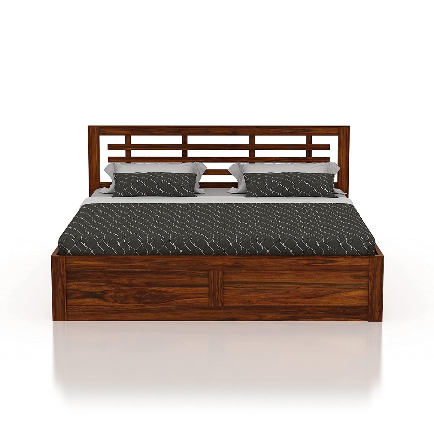 Wood Queen Size Storage Bed | Double Bed Cot Bed With Box Storage For Bedroom | Sheesham