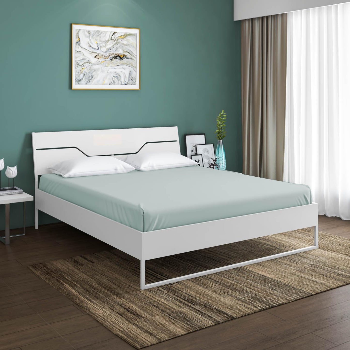 Rj Art Sleep Hybrid Wood And Metal Structure Grande Bed, Lightweight And Portable