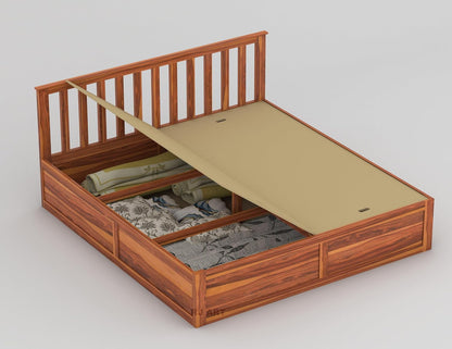 Sheesham Storage Bed | Solid Wood Box Storage Bed | Wood Double Bed Cot With Storage Box For Bedroom
