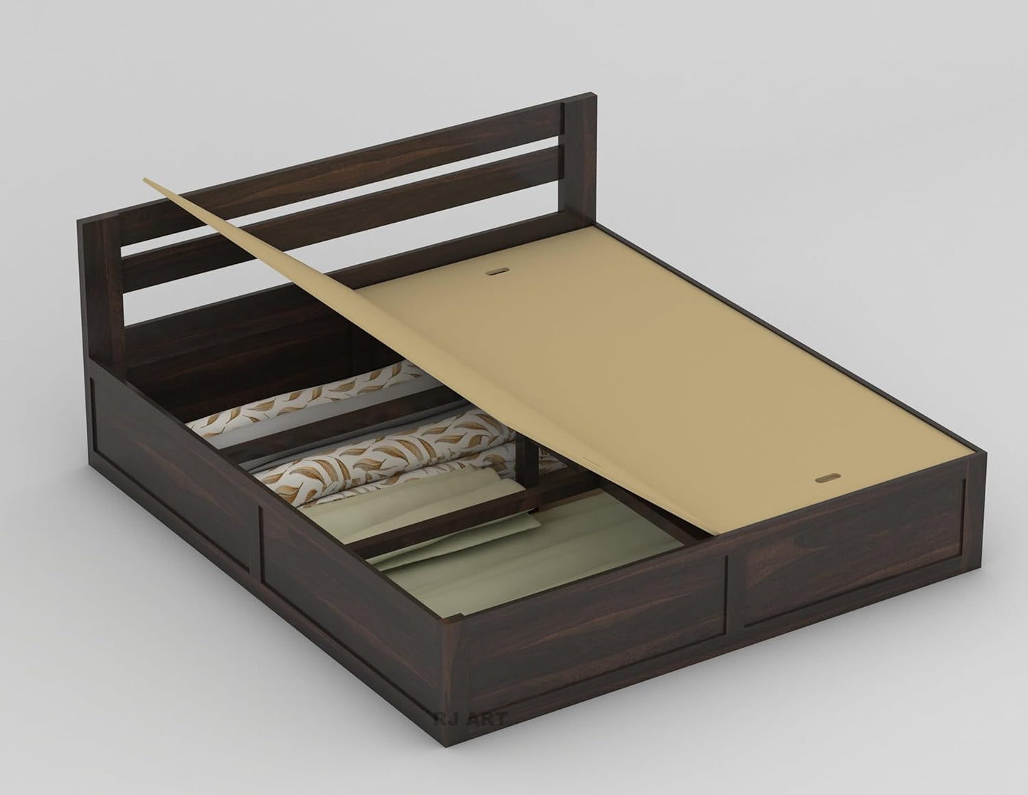 Solid Wood Box Storage Bed | Wood Double Bed Cot With Storage Box For Bedroom