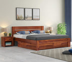 Wooden Bed with Storage | Double Bed Cot Bed with Drawer Storage for Bedroom & Hotel | Sheesham Wood