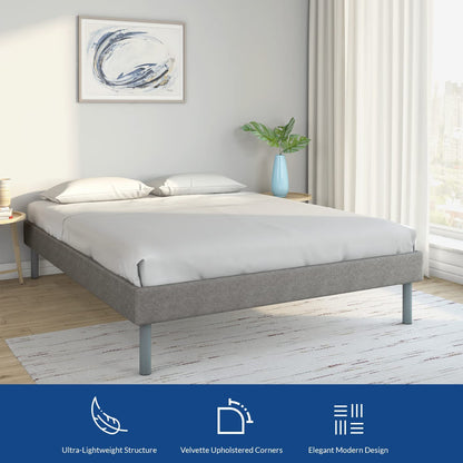Rj Art Sleep Velvette Queen Size Bed Without Storage, Ultra-Lightweight Structure | Elegant Modern Design