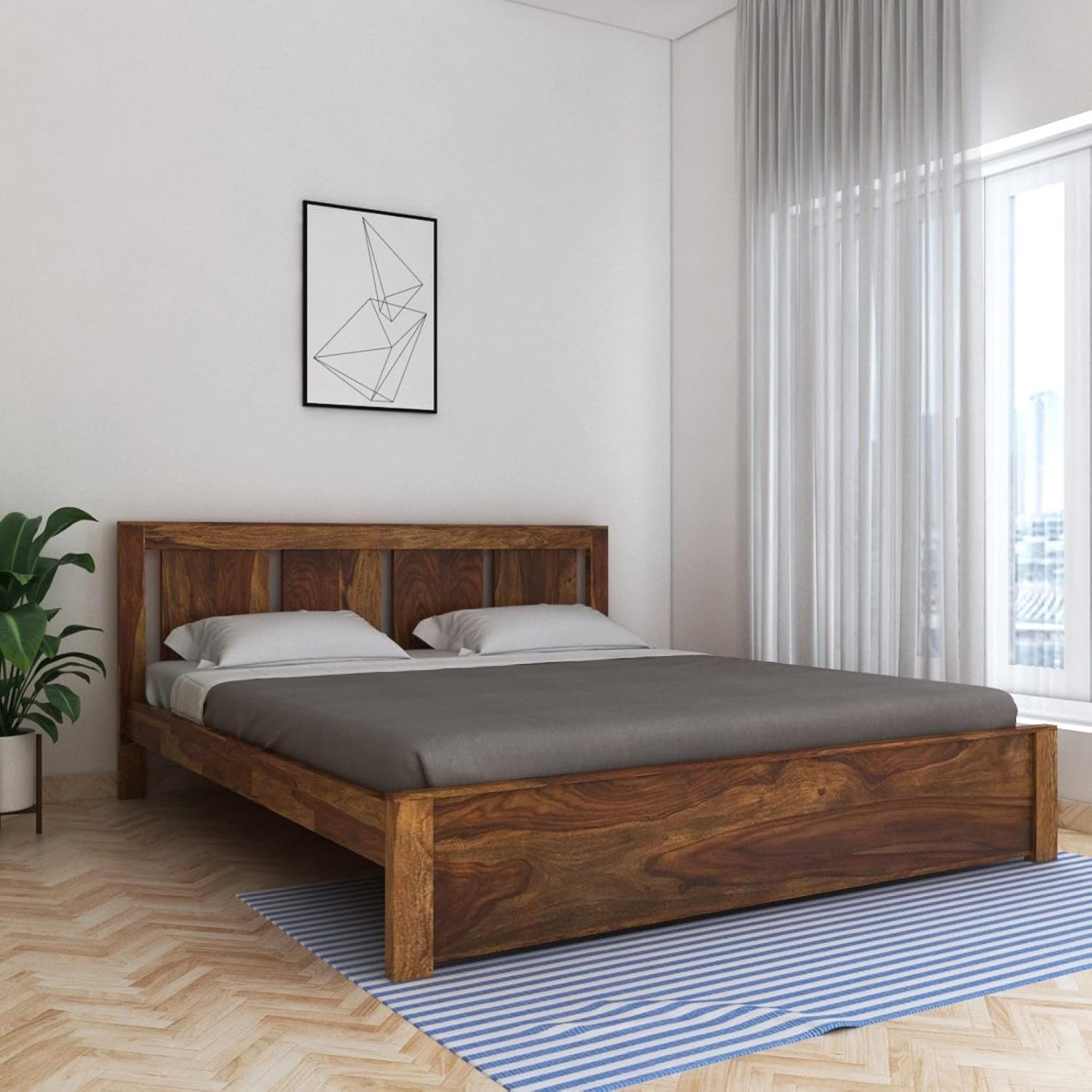 Wood Bed Without Storage | Wood Double Bed Cot Bed For Bedroom Furniture