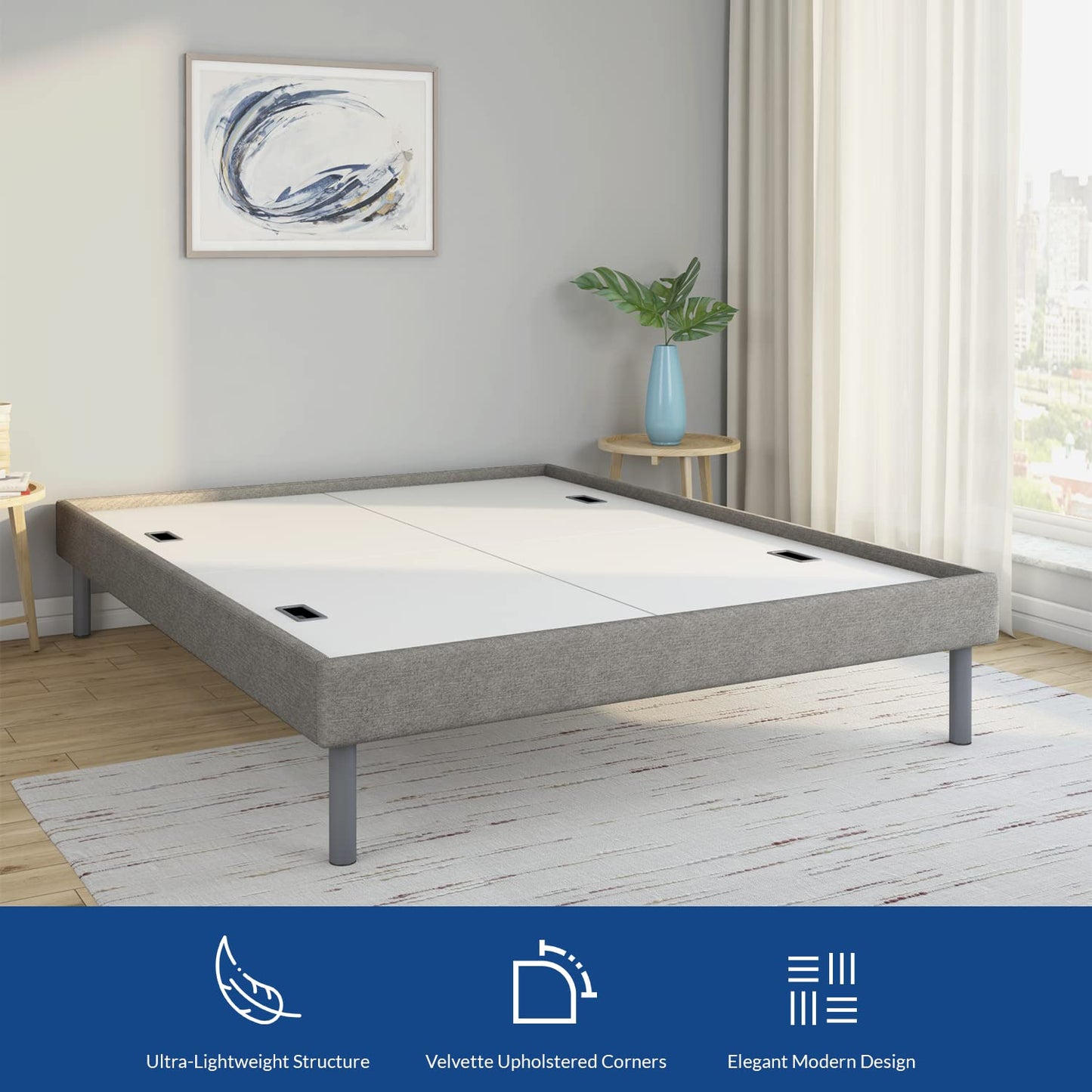 Rj Art Sleep Velvette Queen Size Bed Without Storage, Ultra-Lightweight Structure | Elegant Modern Design