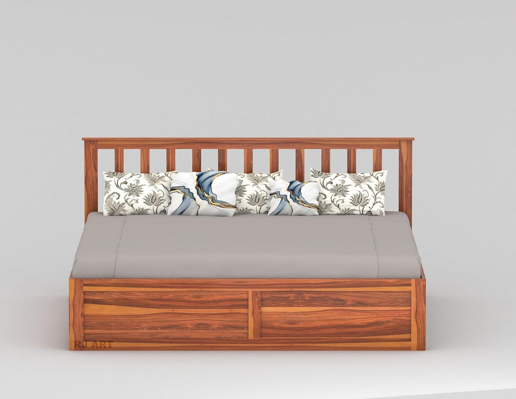Sheesham Wood Bed with Storage | Solid Wood Box Storage Bed | Wooden Double Bed Cot with Storage Box for Bedroom & Hotel