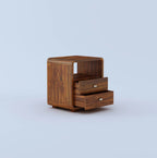 Nero Solid Sheesham Wood Bedside Table With Two Drawer Storage - 3 Years Warranty