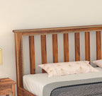 Wooden King Size Bed Without Storage | Double Bed Cot Bed with Traditional Brass Work for Bedroom & Hotel | Platform Bed/Palang | Sheesham Wood