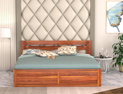 Solid Wood Box Storage Bed | Wood Double Bed Cot With Storage Box For Bedroom