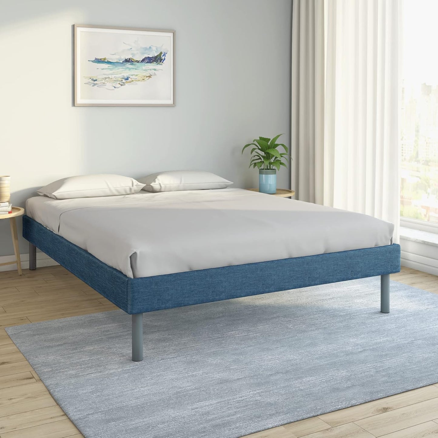 Rj Art Sleep Velvette Queen Size Bed Without Storage, Ultra-Lightweight Structure | Elegant Modern Design