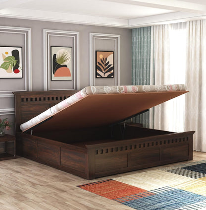 Sheesham King Size Kuber Bed With Box Storage For Bedroom Living Room Wood Double Bed