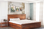 Rjart Wood Storage Bed | Double Bed Cot Bed With Box Storage For Bedroom | Sheesham