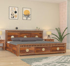 Rj Art Wood Storage Bed | Kuber Design Double Bed Cot Bed With Box Storage And Traditional Brass Work For Bedroom