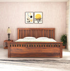 Wooden Bed Without Storage | Wooden Double Bed Cot Bed for Bedroom Furniture | Palang Double Bed for Hotels | Solid Sheesham Wood