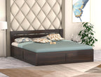 Sheesham Wood Bed with Storage | Solid Wood Box Storage Bed | Wooden Double Bed Cot with Storage Box for Bedroom & Hotel