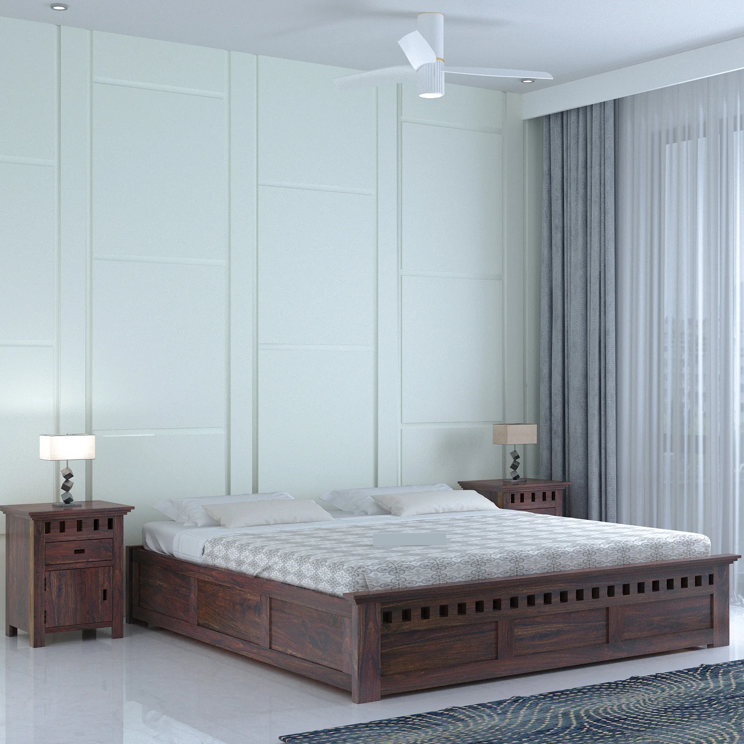 Savora Solid Sheesham Wood Bed With Box Storage Without Headboard - 3 years Warranty