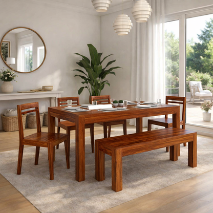 Arvyn Sheesham 6 Seater Dining Set - 3 Years Warranty