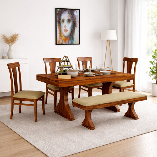 Aurelia Sheesham 6 Seater Dining Set - 3 Years Warranty
