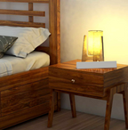 Raxon Solid Sheesham Wood Bedside Table With One Drawer - 3 Years Warranty