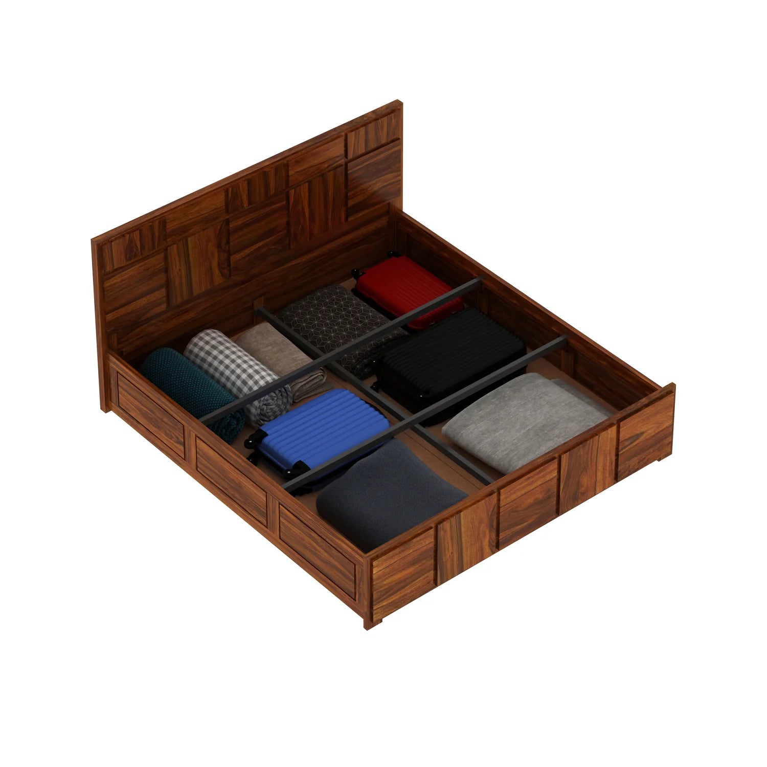 Sevilla Solid Sheesham Wood Bed With Box Storage - 3 Years Warranty