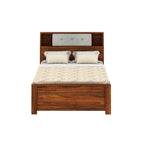 WoodCraft Solid Sheesham Wood 4 Feet Bed With Box Storage(BIG HEADREST)- 3 Years Warranty