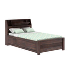 WoodCraft Groove Solid Sheesham Wood 4 Feet Bed With Box Storage(BIG HEADREST)- 3 years Warranty