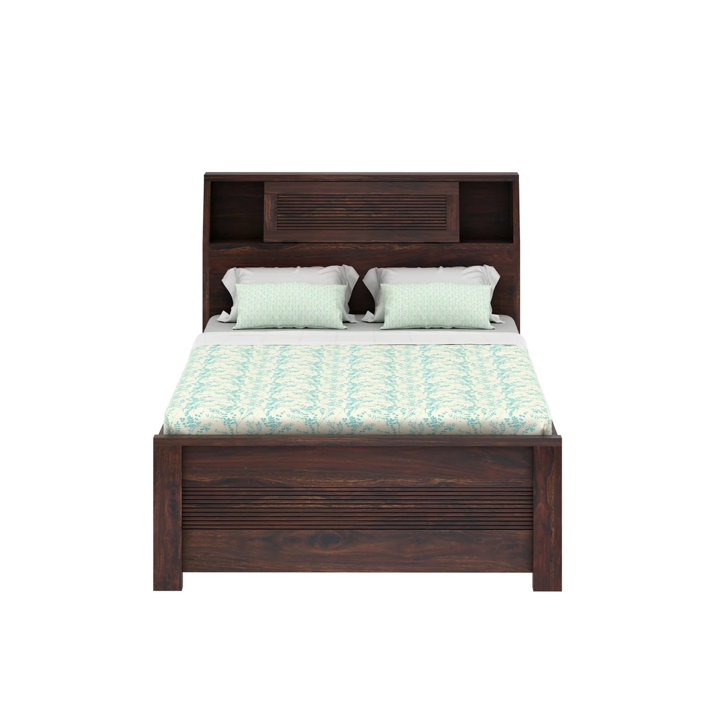Woodcraft Groove Sheesham 4 Feet Bed With Box Storage(Big Headrest)- 3 Years Warranty
