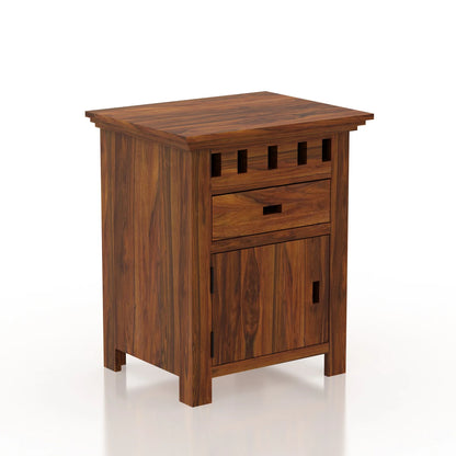 Savora Bedside Table With Storage In Sheesham - 3 Years Warranty
