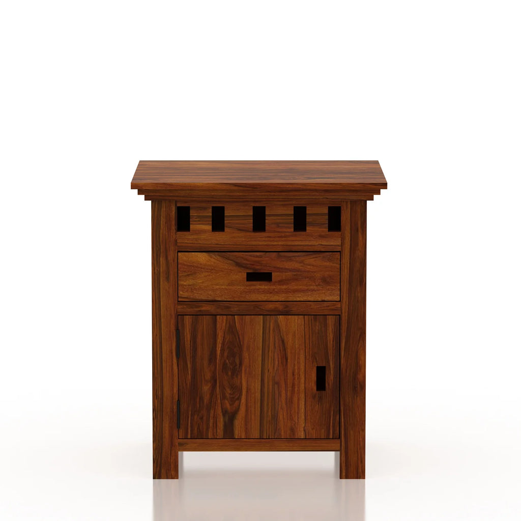 Savora Bedside Table With Storage in Solid Sheesham Wood - 3 Years Warranty