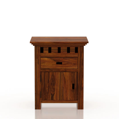 Savora Bedside Table With Storage In Sheesham - 3 Years Warranty