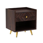Crest Solid Sheesham Wood Bedside With Storage - 3 Years Warranty