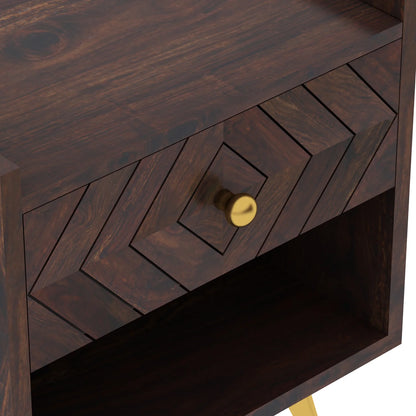 Crest Sheesham Bedside With Storage - 3 Years Warranty