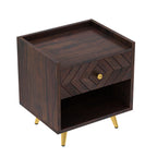 Crest Solid Sheesham Wood Bedside With Storage - 3 Years Warranty
