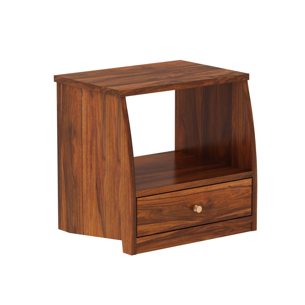 Imperial Solid Sheesham Wood Bedside Table With One Drawer - 3 Years Warranty